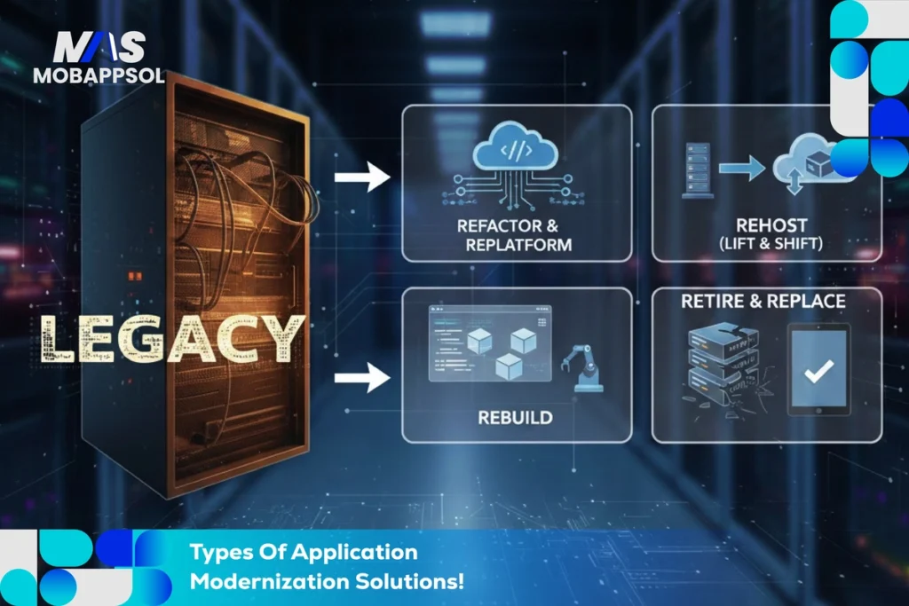 Types of application modernization solutions for legacy system upgrades and digital transformation By Mobappsol